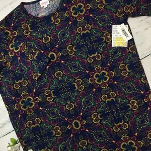 LuLaRoe Irma Tunic Top Paisley Kaleidoscope Medallion Print Navy Blue NWT XXS